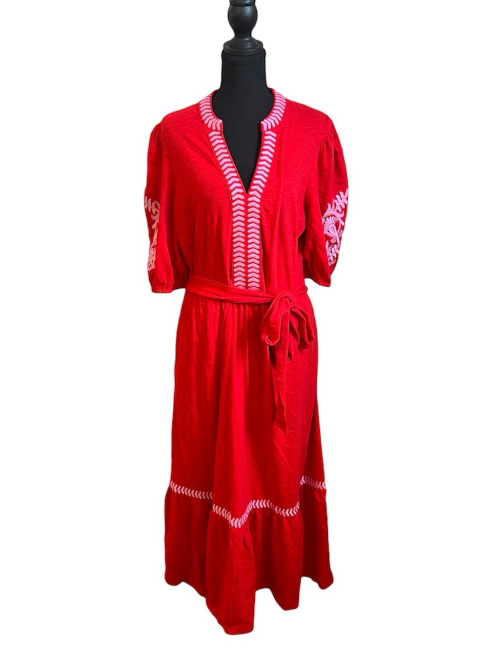 Boden Amara Embroidered Jersey Dress - Size 12 - Picture 3 of 8